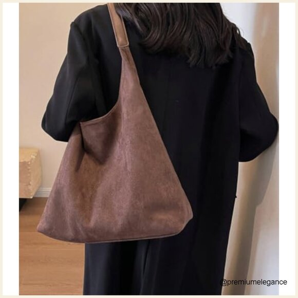 Medium Slouchy Tote Bag Faux Leather Shoulder Bag Hobo Work Travel - Picture 4 of 7